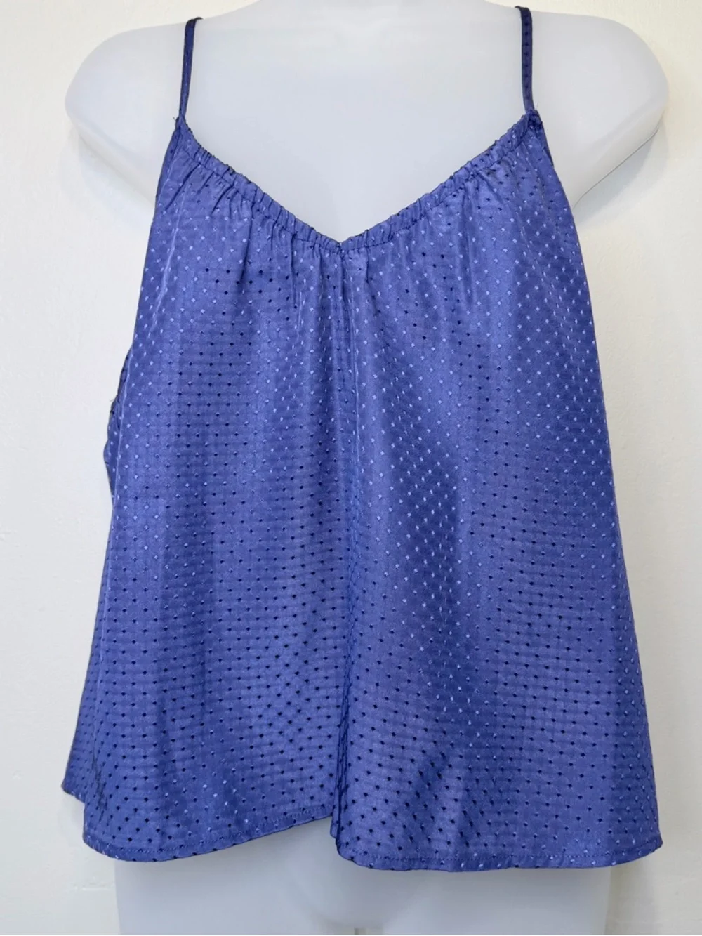 NSR | NWT Royal Purple Satin Dot Crop Slip Tank Top Chemise Camisole - Picture 2 of 13
